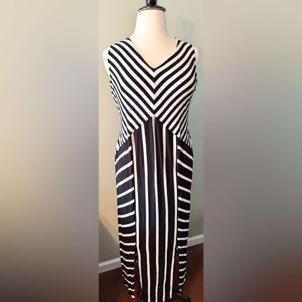 Lane Bryant Black and White Striped Dress
